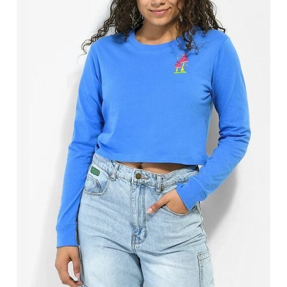 NWT Zumiez A.LAB Dita The Wizard Blue Crop Long Sleeve T-Shirt Size M - Picture 2 of 8